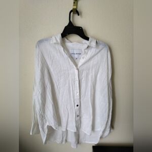 Lola River Women's Cotton White Button Shirt Size S Oversized Fit